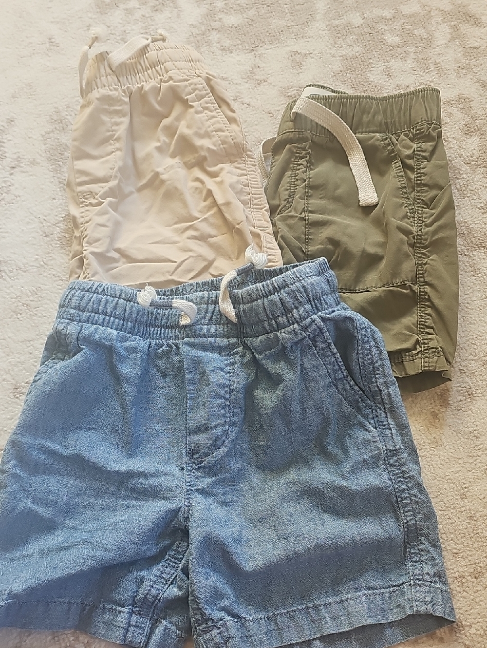 3-Pack Kids Shorts - Blue, Tan, Olive